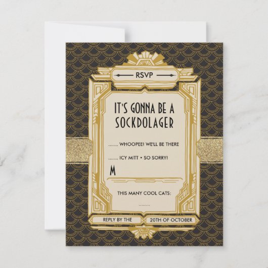 De zwarte en Gouden Grote Kaarten van Gatsby RSVP (Voorkant)