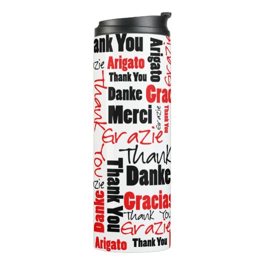 De zwarte en het Rood danken u Word Wolk Thermosbeker (Gedraaid links)