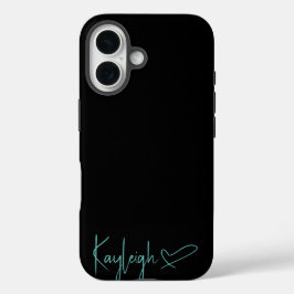 De zwarte en Naam van het Manuscript van Mint met iPhone 16 Hoesje