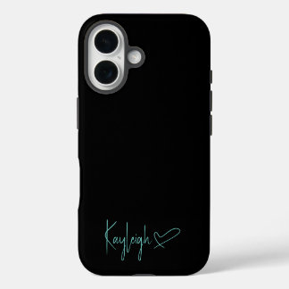 De zwarte en Naam van het Manuscript van Mint met iPhone 16 Hoesje
