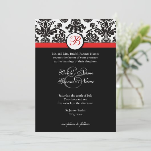 De zwarte en Rode Uitnodiging van het Huwelijk van (Staand voorkant)