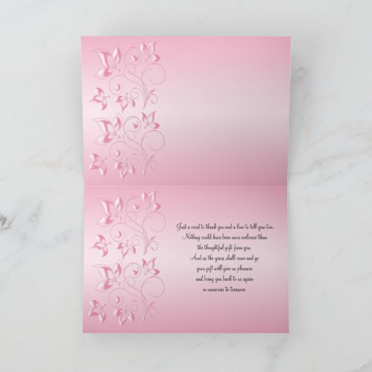 De zwarte en Roze Parel Loveknot dankt u kaardt Bedankkaart (Binnen)