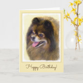 De Zwarte en Tan die van Pomeranian het Originele Kaart (Gele Bloem)