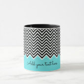 De zwarte en Turquoise Modern Chevron Aangepaste T Mok (Midden)