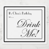 De zwarte en witte Apothecaire Stijl Drink me! Likeurfles Etiket (Enkel label)