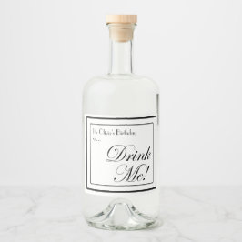 De zwarte en witte Apothecaire Stijl Drink me! Likeurfles Etiket