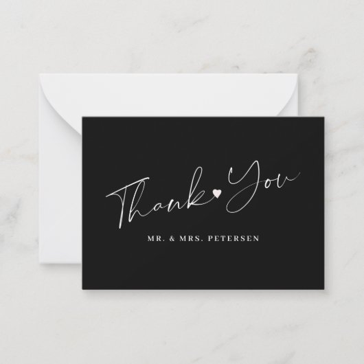 De zwarte en witte bruiloft van de begroting danke notitiekaartje (Voorkant)