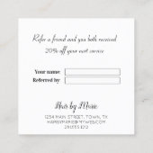 De zwarte en Witte Floral Rol Verwijs een Vriend Aanbevelingskaartje (Achterkant)