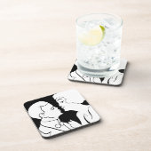 De zwarte en witte monochrome kus deco retro bier onderzetter (Rechterzijde)