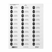 De zwarte en Witte Monogrammed Etiketten van het A (Full Sheet)