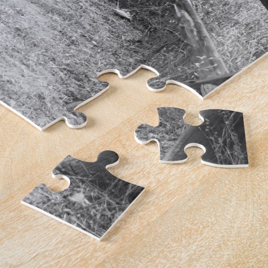De zwarte en witte puzzel die minder onderweg is legpuzzel (Zijkant)