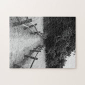 De zwarte en witte puzzel die minder onderweg is legpuzzel (Horizontaal)