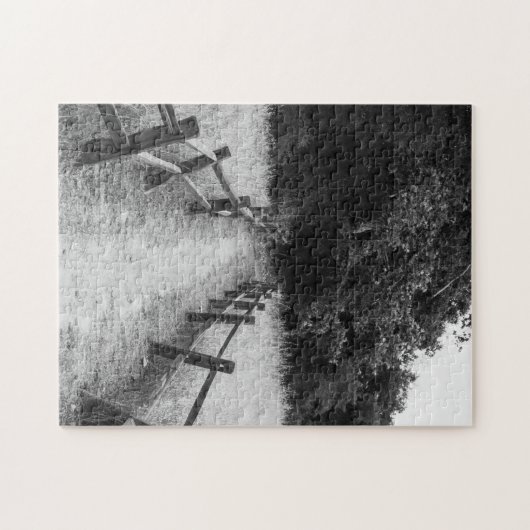 De zwarte en witte puzzel die minder onderweg is legpuzzel (Horizontaal)