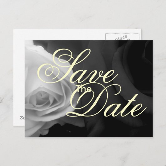 De zwarte en Witte Rozen bewaren de datum Aankondigingskaart (Voorkant / Achterkant)