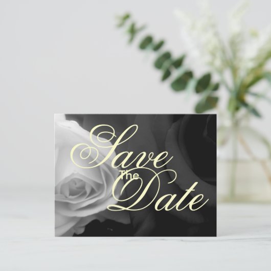 De zwarte en Witte Rozen bewaren de datum Aankondigingskaart (Staand voorkant)