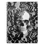 De zwarte en witte rozenschedel op de achtergrond  notitieboek (Voorkant)
