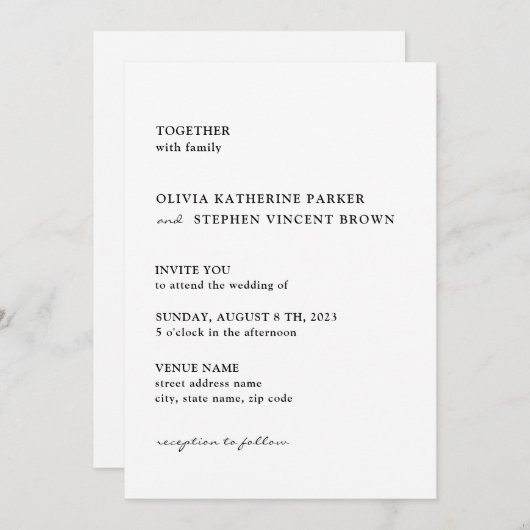 De zwarte en witte typografie van het moderne huwe kaart (Voorkant / Achterkant)
