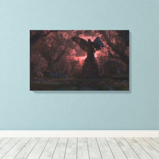 De zwarte engel canvas afdruk (Insitu (Houten vloer))