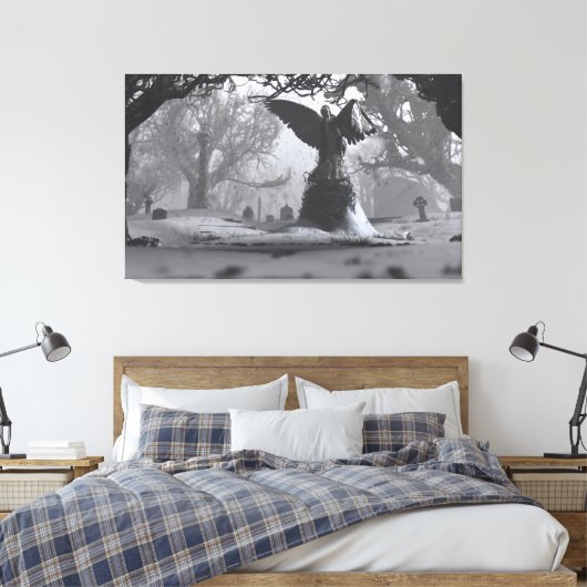 De zwarte engel (winter) canvas afdruk (Insitu (Slaapkamer))