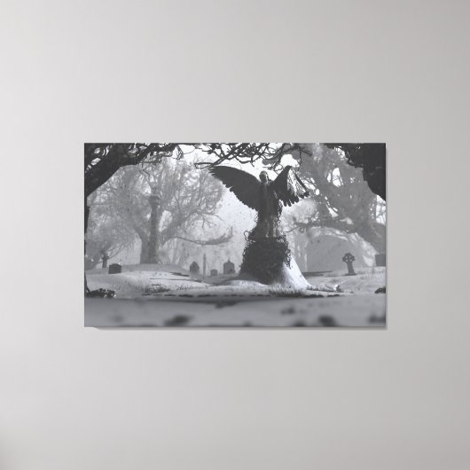 De zwarte engel (winter) canvas afdruk (Voorkant)