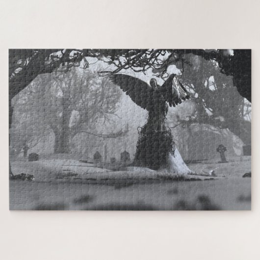 De zwarte engel (winter) legpuzzel (Horizontaal)