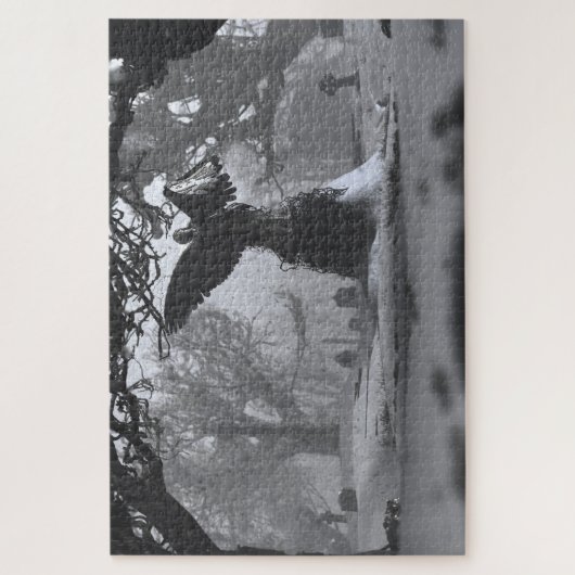 De zwarte engel (winter) legpuzzel (Verticaal)