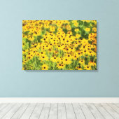 De zwarte Eyed Susans Verpakte Druk van de Kunst Canvas Afdruk (Insitu (Houten vloer))