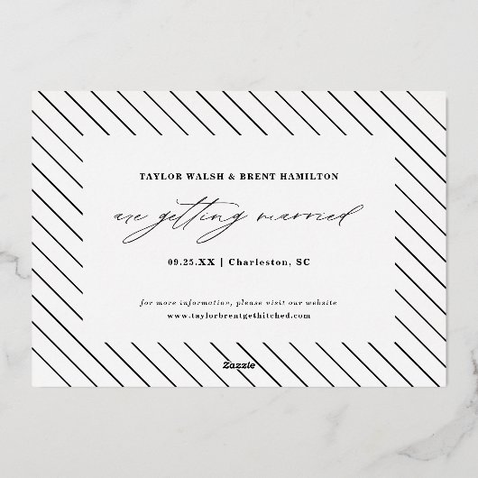 De zwarte Foto van het Manuscript sparen de Datum  Folie Uitnodiging (Achterkant)