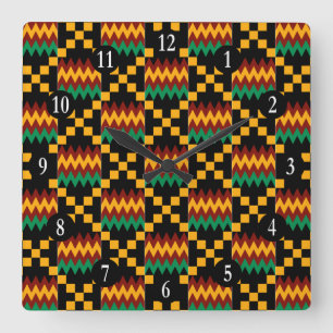 De zwarte Geelgroene Rode, Witte Doek van Kente Vierkante Klok