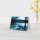 De zwarte Gelukkige Verjaardag van de Wolf Kaart (Gele Bloem)