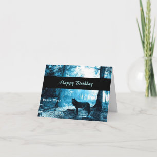 De zwarte Gelukkige Verjaardag van de Wolf Kaart