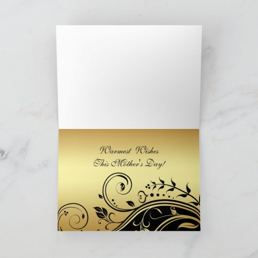 De zwarte & Gouden BloemenKaart van de Moederdag Kaart (Binnen)