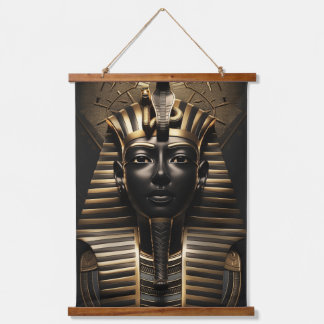 De Zwarte & Gouden Egyptische Farao Hangend Wandkleed