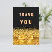 De zwarte goudsparkle is luxueus dan bedankkaart (Staand voorkant)