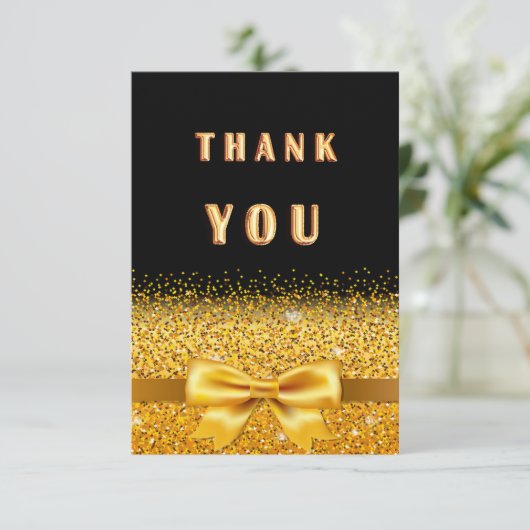 De zwarte goudsparkle is luxueus dan bedankkaart (Staand voorkant)