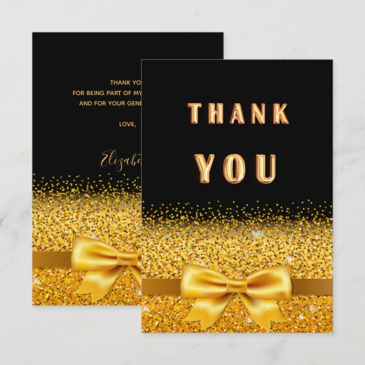 De zwarte goudsparkle is luxueus dan bedankkaart (Voorkant / Achterkant)