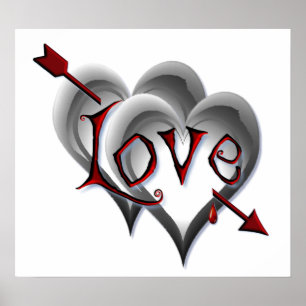 DE ZWARTE HARTEN & PIJL VAN DE LIEFDE DOOR SHARON POSTER