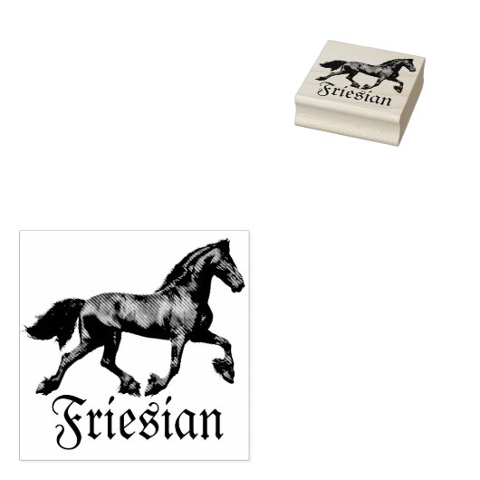 De zwarte hengst van Friesland, de zwarte schoonhe Rubberstempel (Gestempeld)