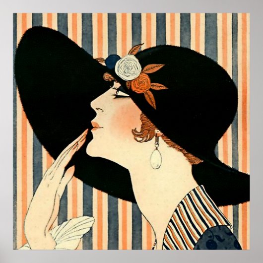 “De Zwarte Hoed” Art Deco door George Barbier Poster (Voorkant)