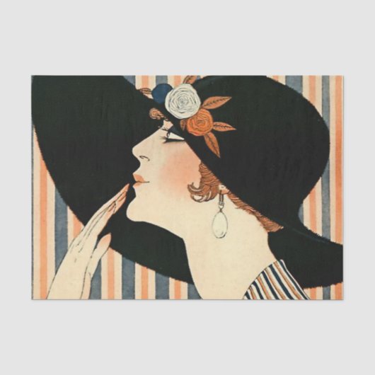 “De Zwarte Hoed” Art Deco door George Barbier Tissuepapier (Voorkant)