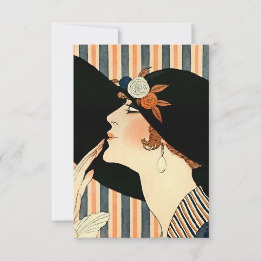 “De Zwarte Hoed” Art Deco van George Barbier Bedankkaart (Voorkant)