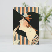 “De Zwarte Hoed” Art Deco van George Barbier Bedankkaart (Staand voorkant)