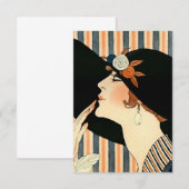 “De Zwarte Hoed” Art Deco van George Barbier Bedankkaart (Voorkant / Achterkant)