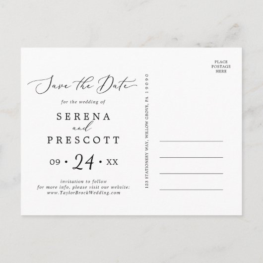 De zwarte Horizontale Donkere Foto sparen de Datum Uitnodiging Briefkaart (Achterkant)