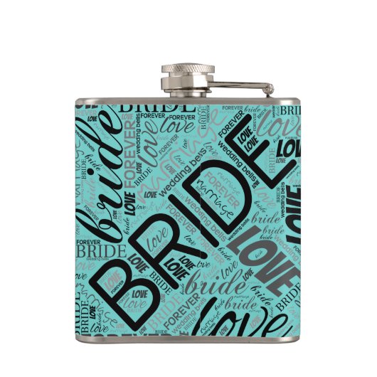 De zwarte ID253 van het woord Bride Cloud Heupfles (Achterkant)