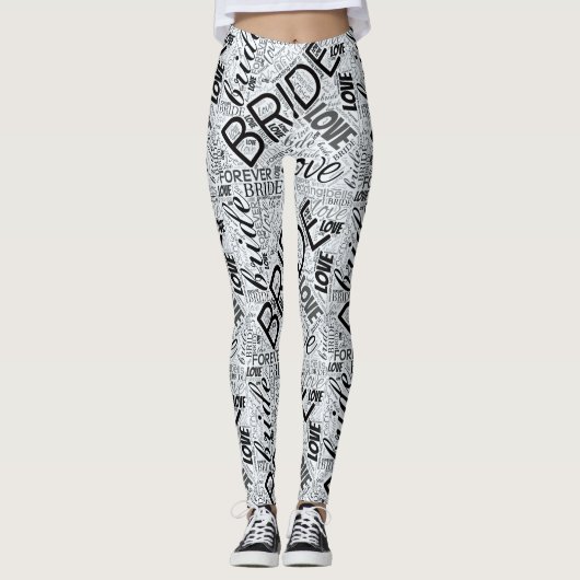 De zwarte ID253 van het woord Bride Cloud Leggings (Voorkant)