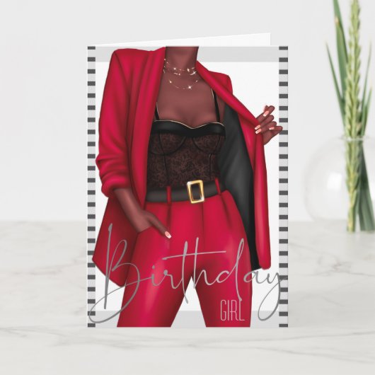 De zwarte Kaart 'Girl Boss' van de Birthday (Voorkant)