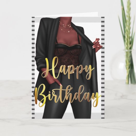 De zwarte Kaart 'Girl Boss' van de Birthday (Voorkant)