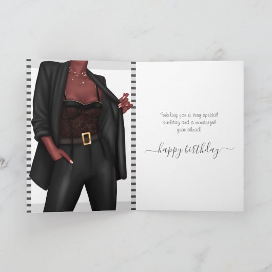 De zwarte Kaart 'Girl Boss' van de Birthday (Binnen)