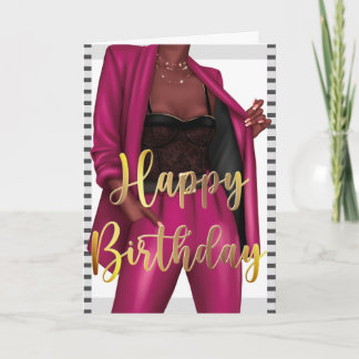 De zwarte Kaart 'Girl Boss' van de Birthday